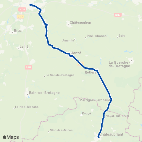 BreizhGo Bretagne Rennes - Chateaubriant map
