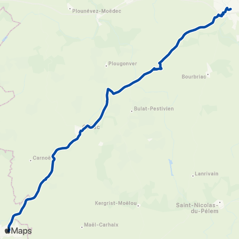 BreizhGo Bretagne Guingamp - Carhaix map