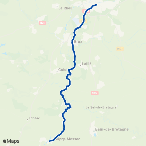 BreizhGo Bretagne Rennes - Messac-Guipry map