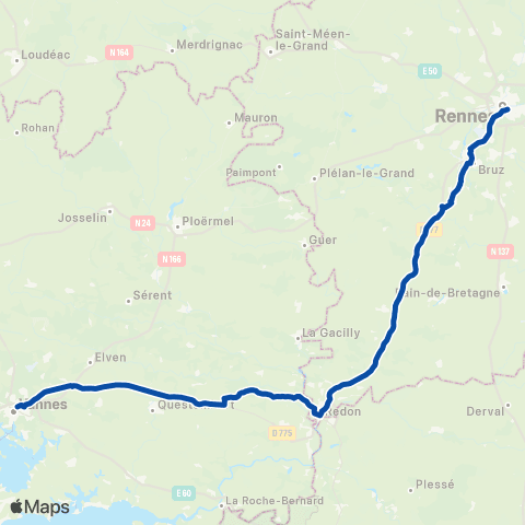 BreizhGo Bretagne Rennes - Vannes map