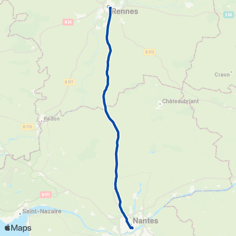 BreizhGo Bretagne Rennes - Redon (vers Nantes via Rdn) map