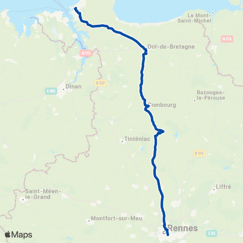 BreizhGo Bretagne Rennes - St-Malo map