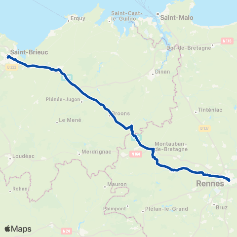 BreizhGo Bretagne Rennes - St-Brieuc map