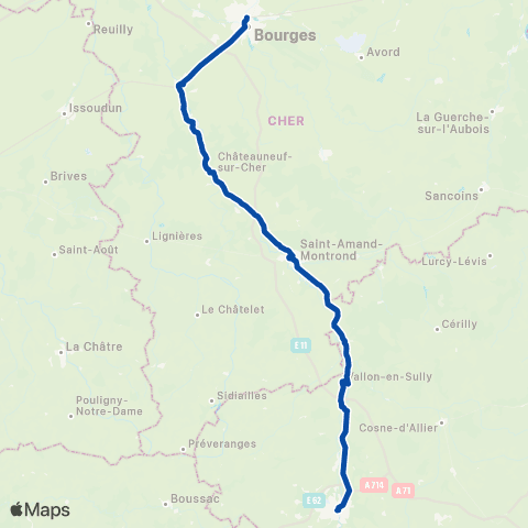 TER Rémi (Centre-Val de Loire) Bourges - Montluçon - Commentry map