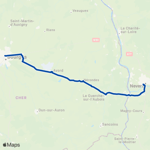 TER Rémi (Centre-Val de Loire) Orléans - Nevers map