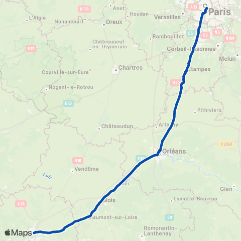 TER Rémi (Centre-Val de Loire) Paris - Orléans map