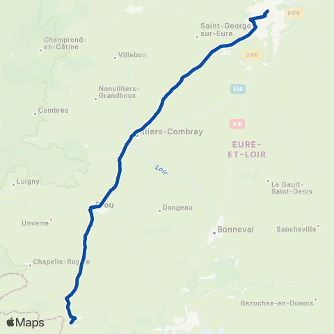 TER Rémi (Centre-Val de Loire) Chartres - Courtalain map
