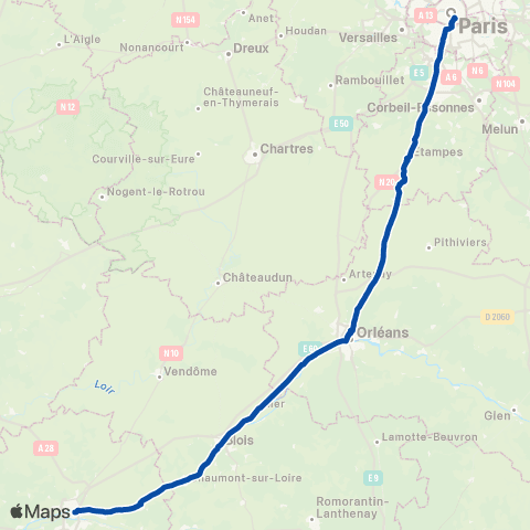 TER Rémi (Centre-Val de Loire) Paris - Orléans - Tours map