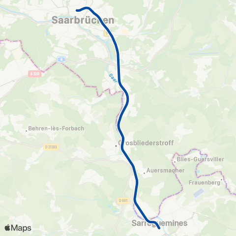 TER Fluo (Grand Est) Sarreguemines - Sarrebruck map