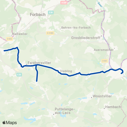 TER Fluo (Grand Est) Bening - Sarreguemines map