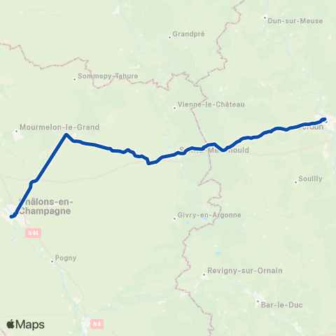 TER Fluo (Grand Est) Verdun - Châlons en Champagne map