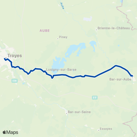 TER Fluo (Grand Est) Troyes - Vendeuvre - Chaumont map