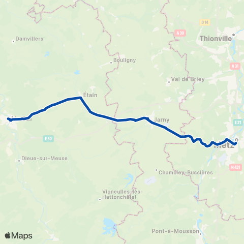 TER Fluo (Grand Est) Metz - Verdun map