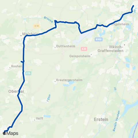 TER Fluo (Grand Est) Strasbourg - Selestat via Molsheim map