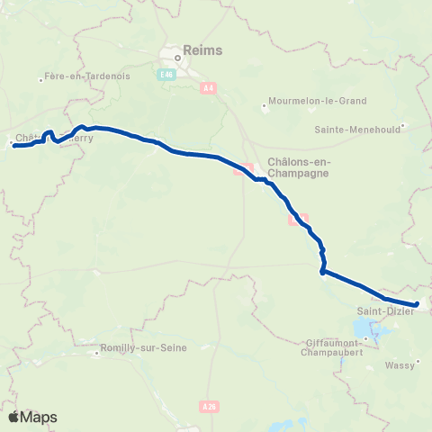 TER Fluo (Grand Est) Paris - St Dizier map