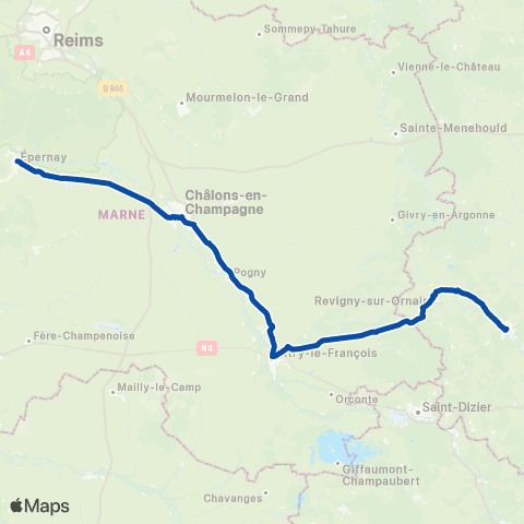 TER Fluo (Grand Est) Paris - Strasbourg map