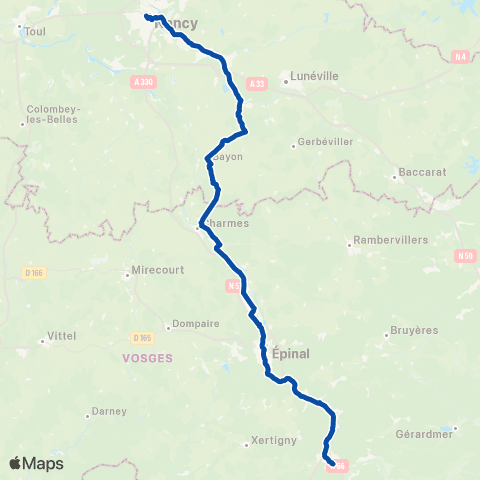 TER Fluo (Grand Est) Nancy - Remiremont map
