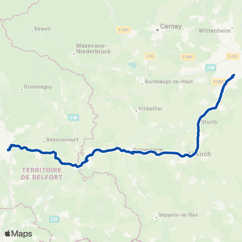TER Fluo (Grand Est) Belfort - Mulhouse map