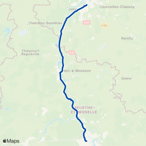 TER Fluo (Grand Est) Epinal - Nancy - Metz map