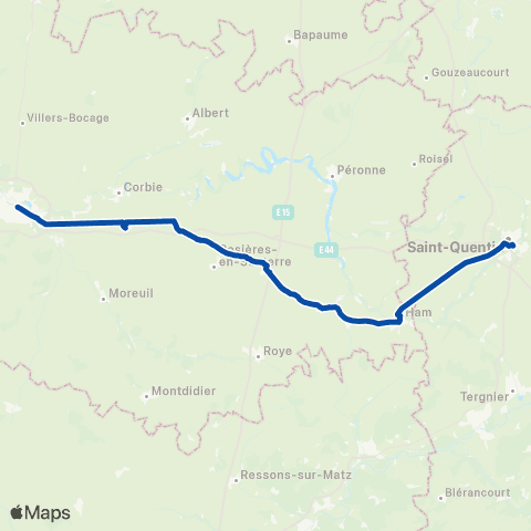 TER Hauts-de-France Amiens - Saint-Quentin map