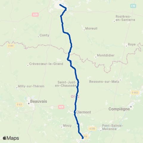 TER Hauts-de-France Paris Nord - Amiens map