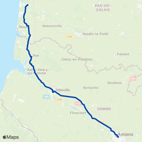 TER Hauts-de-France Calais - Ville - Amiens map
