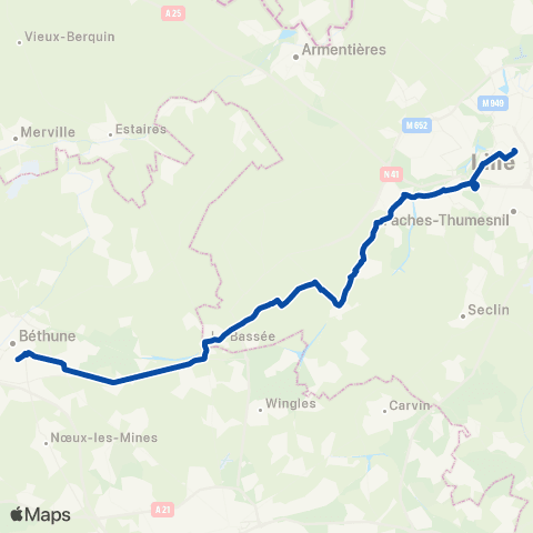 TER Hauts-de-France Lille Flandres - Béthune map