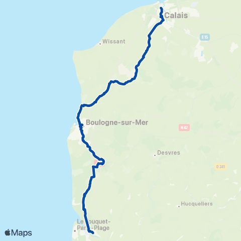 TER Hauts-de-France Calais Ville - Rang-du-Fliers - Verton - Berck map
