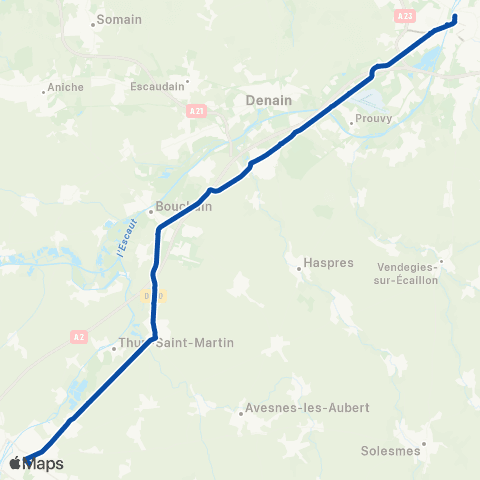 TER Hauts-de-France Valenciennes - Cambrai map