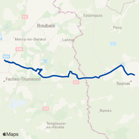 TER Hauts-de-France Lille Flandres - Baisieux - (Tournai) map