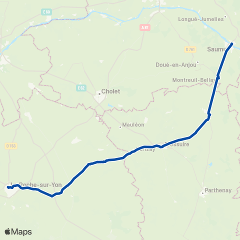 TER Nouvelle-Aquitaine Saumur - Thouars - Bressuire map