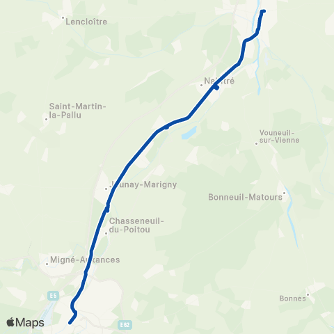 TER Nouvelle-Aquitaine Tours - Châtellerault - Poitiers map