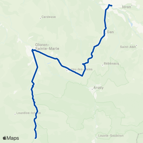 TER Nouvelle-Aquitaine Pau - Oloron - Bedous map