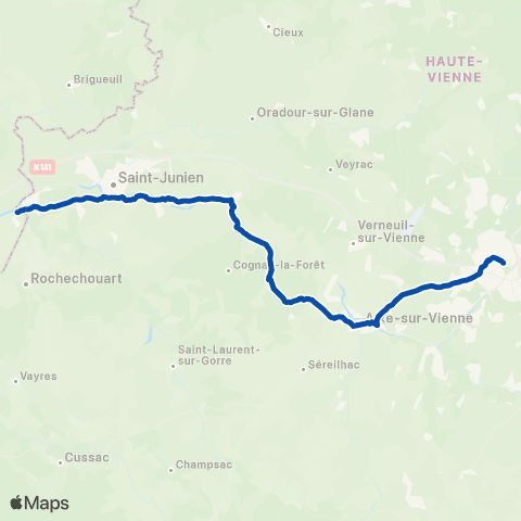 TER Nouvelle-Aquitaine Angoulême - Limoges map