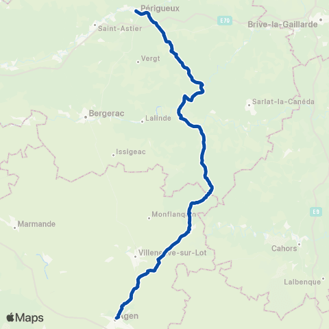 TER Nouvelle-Aquitaine Périgueux - Agen map