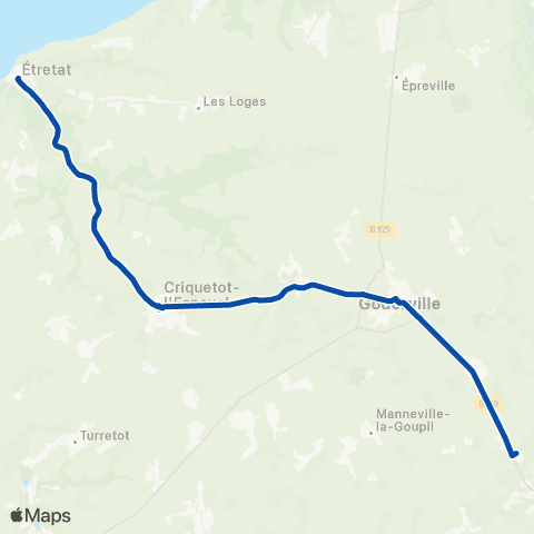 TER Nomad (Normandie) Bréauté - Etretat map