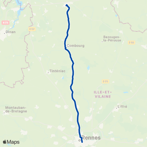 TER Nomad (Normandie) Caen - Coutances - Granville - Rennes map