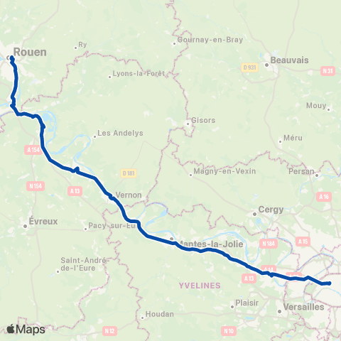 TER Nomad (Normandie) Rouen - Vernon - Paris map