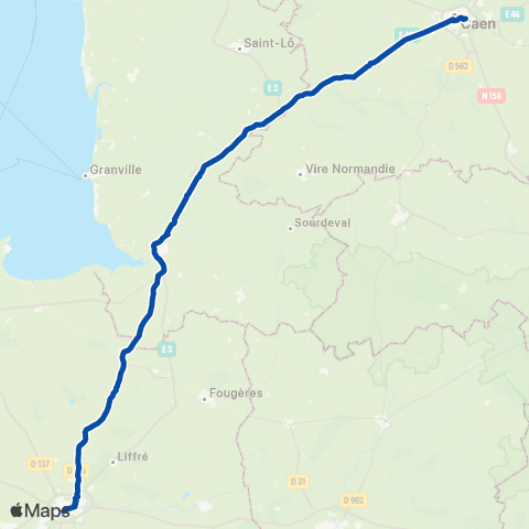 TER Nomad (Normandie) Caen - Granville - Rennes map