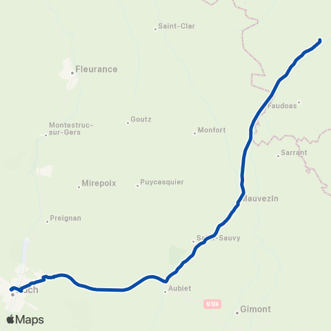 TER liO (Occitanie) Auch - Montauban map