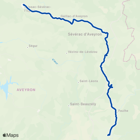 TER liO (Occitanie) Rodez - Millau map