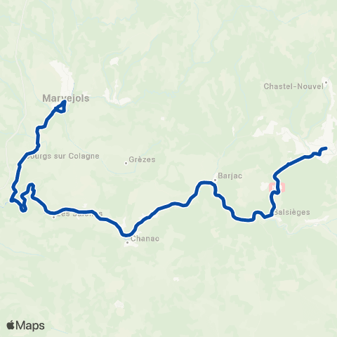 TER liO (Occitanie) Mende - Marvejols map