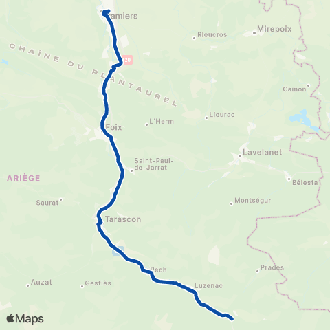 TER liO (Occitanie) Toulouse Matabiau - Latour de Carol Enveitg map