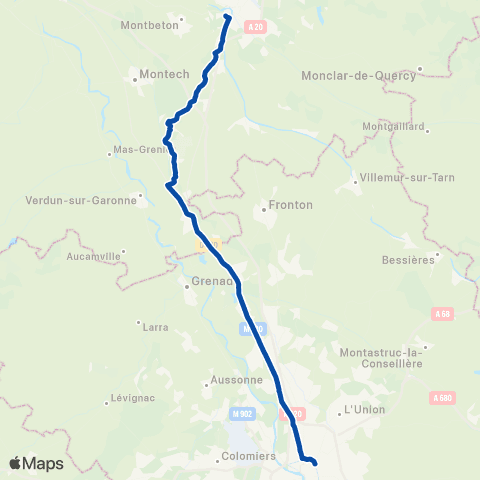 TER liO (Occitanie) Toulouse Matabiau - Agen map