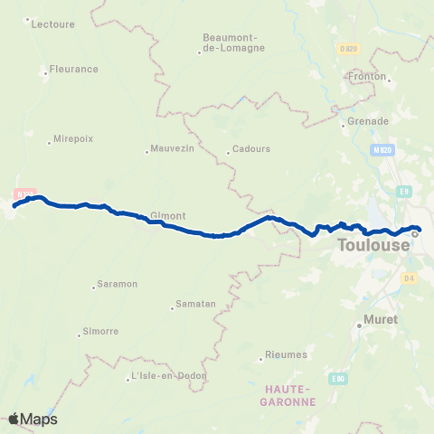 TER liO (Occitanie) Toulouse Matabiau - Auch map