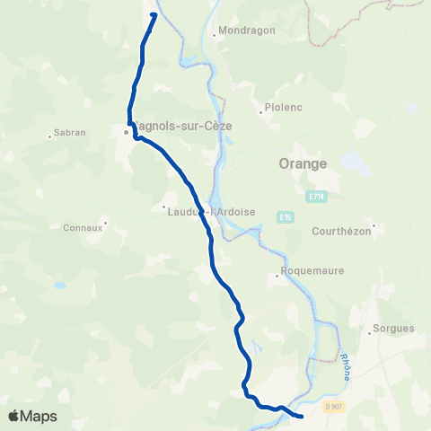 TER liO (Occitanie) Nîmes-Avignon-le Teil map