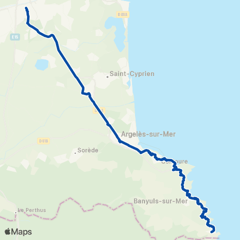 TER liO (Occitanie) Port Bou Frontière - Narbonne map
