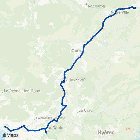 TER Zou! (Provence-Alpes-Côte d'Azur) Toulon - Carnoules - les Arcs map