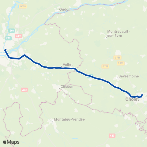 TER Aléop (Pays de la Loire) Nantes - Cholet map