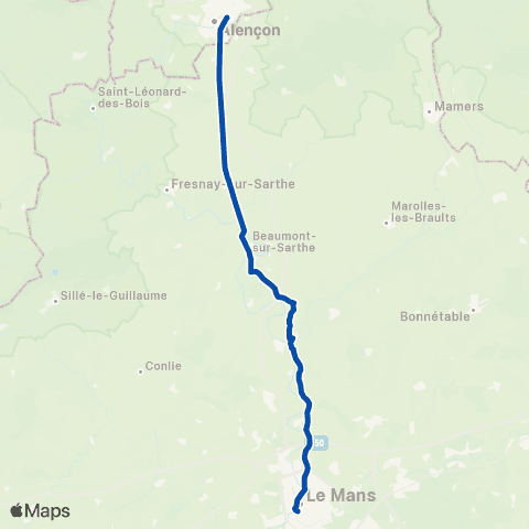 TER Aléop (Pays de la Loire) Caen - le Mans - Tours map